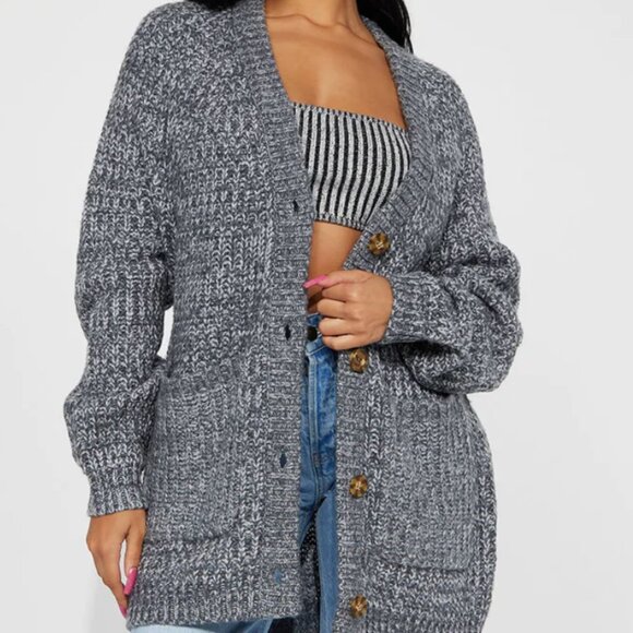 Fashion Nova Taylee Cardigan - Charcoal - Picture 2 of 2